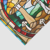 Mushroom Cottage Glas in lood Decoupage Tissuepapier (Detail)