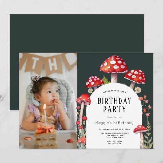 Mushroom Cottage Woodland Verjaardag Foto Kaart (Voorkant / Achterkant)