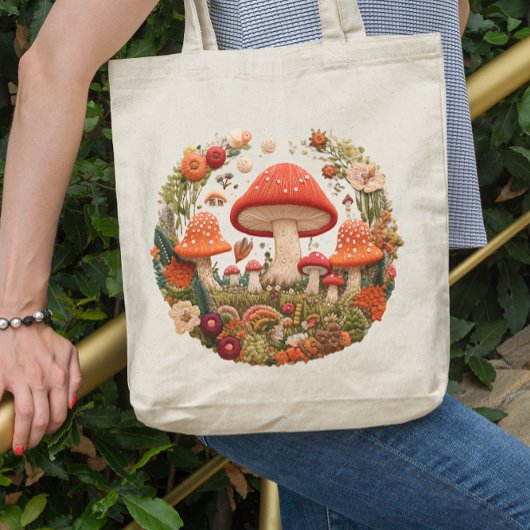 Mushroom Cottagecore Canvas tas