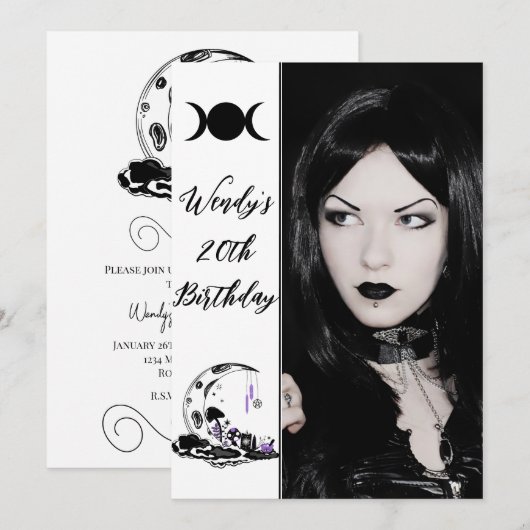 Mushroom Crystal Moon Garden Verjaardagsfeestfoto Kaart (Voorkant / Achterkant)