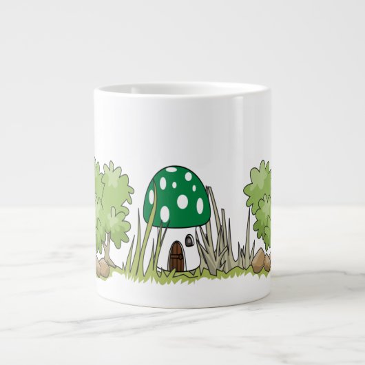 Mushroom Dwarf House in het Bos - Fantasy Forest Grote Koffiekop (Voorkant)