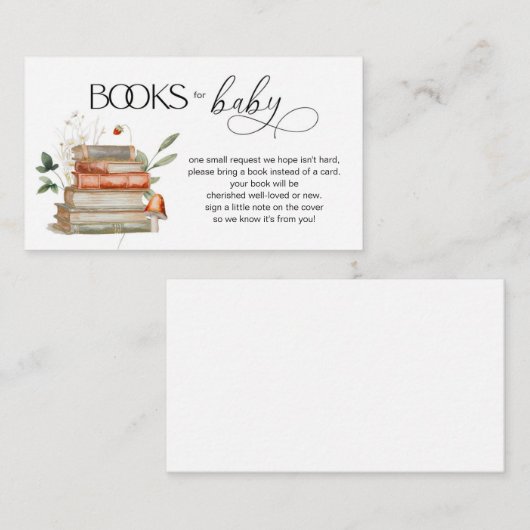 Mushroom en aardbeien Baby shower Boek Aanvraag Informatiekaartje (Voorkant / Achterkant)
