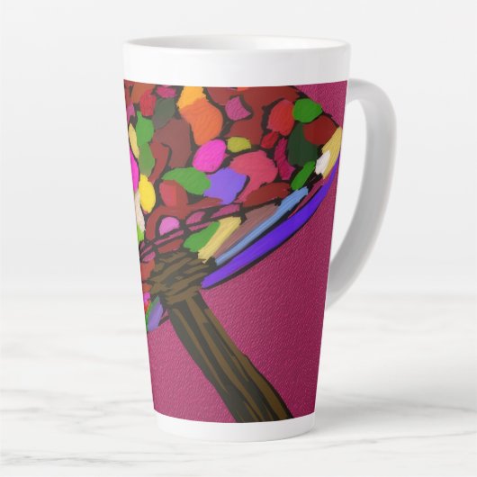 Mushroom Face Character Art Large Mug Latte Mok (Rechterhoek)