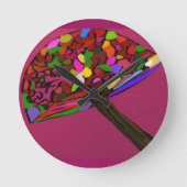 Mushroom Face Character Art Round Clock Ronde Klok (Voorkant)