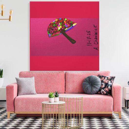 Mushroom Face Character Art Stretched Canvas Print (Insitu (Woonkamer))