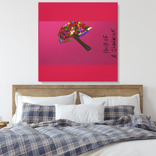 Mushroom Face Character Art Stretched Canvas Print (Insitu (Slaapkamer))