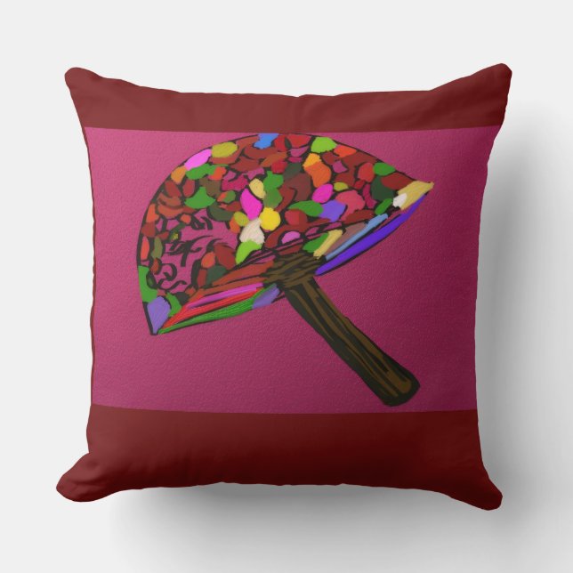 Mushroom Face Character Art Throw Pillow Kussen (Voorkant)