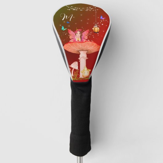 Mushroom Fairy Fantasy Monogram Magisch Golfheadcover (Voorkant)