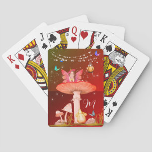 Mushroom Fairy Fantasy Monogram Magisch Pokerkaarten