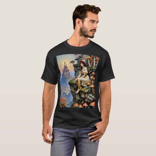 Mushroom Fairy Tale Cliffside Castle T-shirt (Voorkant volledig)