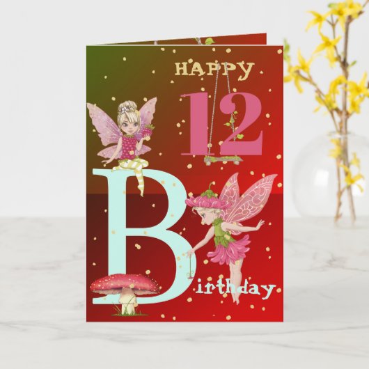 Mushroom Fantasy Fairies Gold Age Kaart (Gele Bloem)