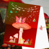 Mushroom Fantasy Fairy Sterren Verbrand Sinaasappe Briefkaart