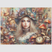 Mushroom Fantasy Scene Alice Wonderland Decoupage Tissuepapier (Voorkant)