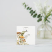 Mushroom Fern Foliage-Logo met oorscherm Vierkante Visitekaartje (Staand voorkant)