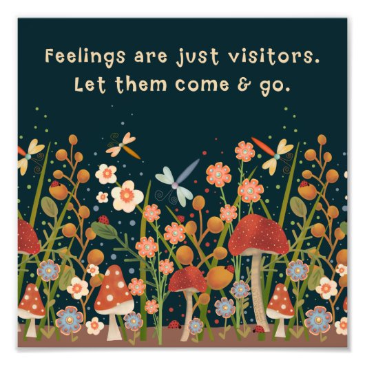 Mushroom Floral Alleen bezoekers citeren inspirati Foto Afdruk (Voorkant)