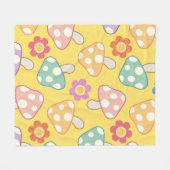 Mushroom & Floral Pattern Fleece Deken (Voorkant (Horizontaal))