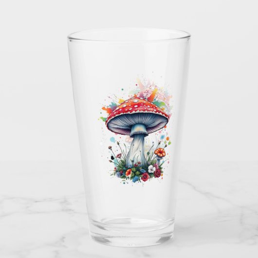 Mushroom Flowers Woodland Colorful Splash  Glas (Voorkant)