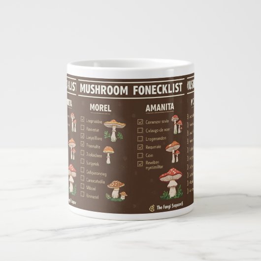 Mushroom Foraging Checklist Mug Grote Koffiekop (Voorkant)