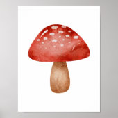 Mushroom Forest Autumn Red And White Poster (Voorkant)