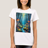 Mushroom Forest Enchanted Glowing Fantasy Art T-sh T-shirt (Voorkant)
