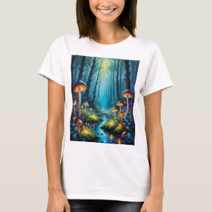 Mushroom Forest Enchanted Glowing Fantasy Art T-sh T-shirt
