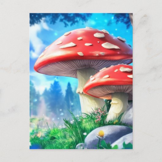Mushroom Forest Fantasy Art Briefkaart (Voorkant)