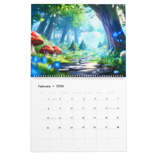 Mushroom Forest Fantasy Art Kalender (Feb 2026)
