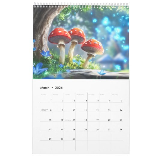 Mushroom Forest Fantasy Art Kalender (Mar 2026)
