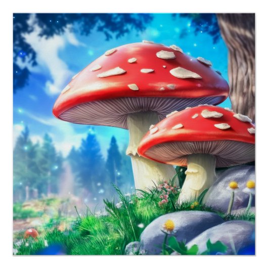 Mushroom Forest Fantasy Art Perfect Poster (Voorkant)