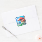 Mushroom Forest Fantasy Art Vierkante Sticker (Envelop)