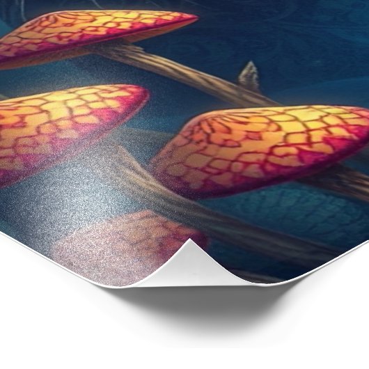 Mushroom Forest Magical Fantasy Cat Foto Afdruk (Hoek)