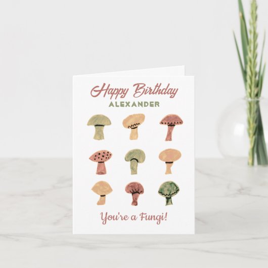 Mushroom Funny Birthday Card Personalized Fungi Kaart (Voorkant)