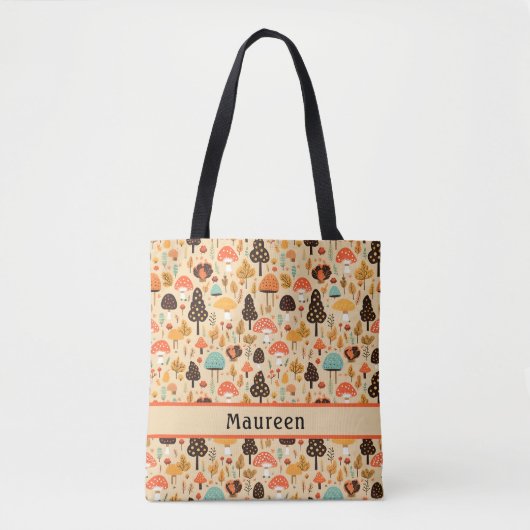 Mushroom Garden Cream Canvas tas (Voorkant)