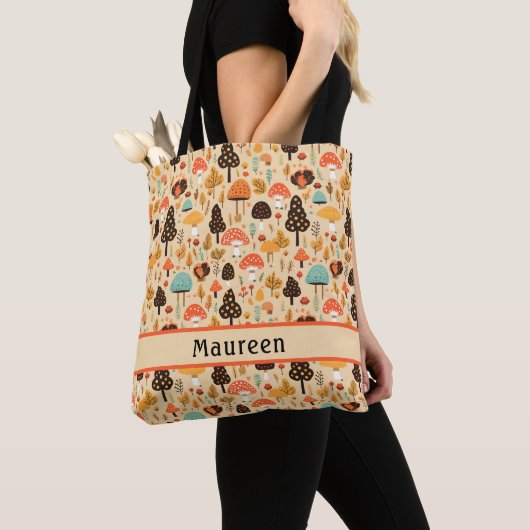 Mushroom Garden Cream Canvas tas (Dichtbij)
