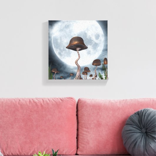 Mushroom Garden Moon Canvas Afdruk (Insitu (Woonkamer))
