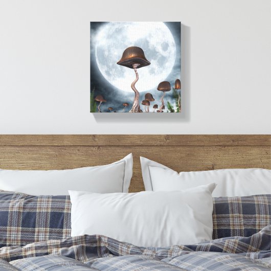 Mushroom Garden Moon Canvas Afdruk (Insitu (Slaapkamer))