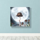 Mushroom Garden Moon Canvas Afdruk (Insitu (Houten vloer))