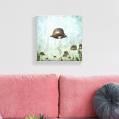 Mushroom Garden Moon Grunge Canvas Afdruk (Insitu (Woonkamer))