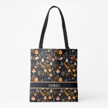Mushroom Garden Zwarte Canvas tas