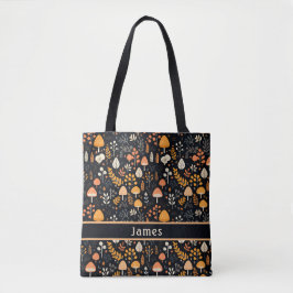 Mushroom Garden Zwarte Canvas tas