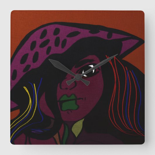 Mushroom Girl  Vierkante Klok (Voorkant)