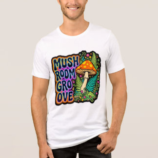 Mushroom Groove Retro Esthetische T-Shirt Ontwerp