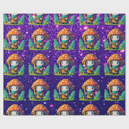 Mushroom Guardian Schattige Charmant Thema Geïnspi Cadeaupapier (Vlak)