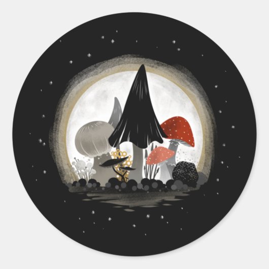 Mushroom Harvest Moon Sticker - Ronde met Sky (Voorkant)