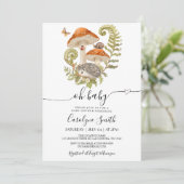 Mushroom Hedgehog Ladybeet Baby shower Invitation Kaart (Staand voorkant)