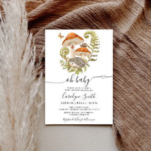 Mushroom Hedgehog Ladybeet Baby shower Invitation Kaart