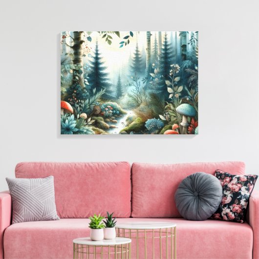 Mushroom Hollow Natuur Forest Creek Canvas Afdruk (Insitu (Woonkamer))