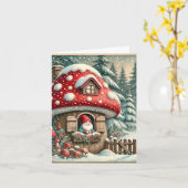  Mushroom House Christmas Kaart met Gnome (Gele Bloem)