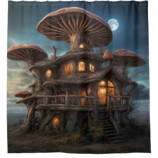 Mushroom House Douchegordijn (Voorkant)