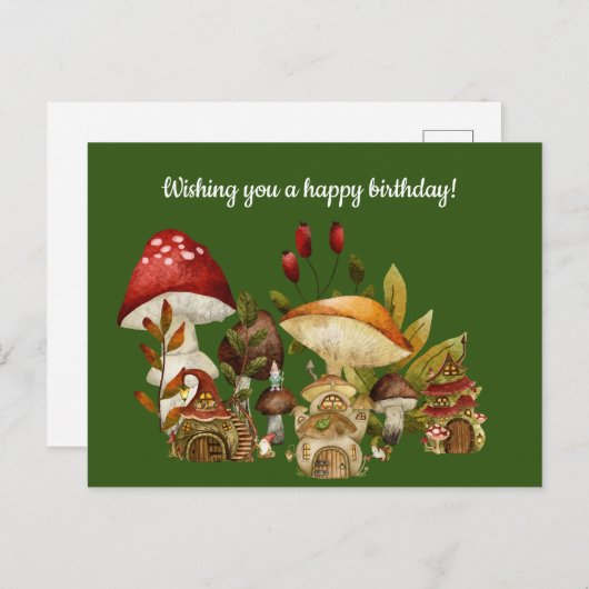 Mushroom House en Village Gnomes Briefkaart (Voorkant / Achterkant)